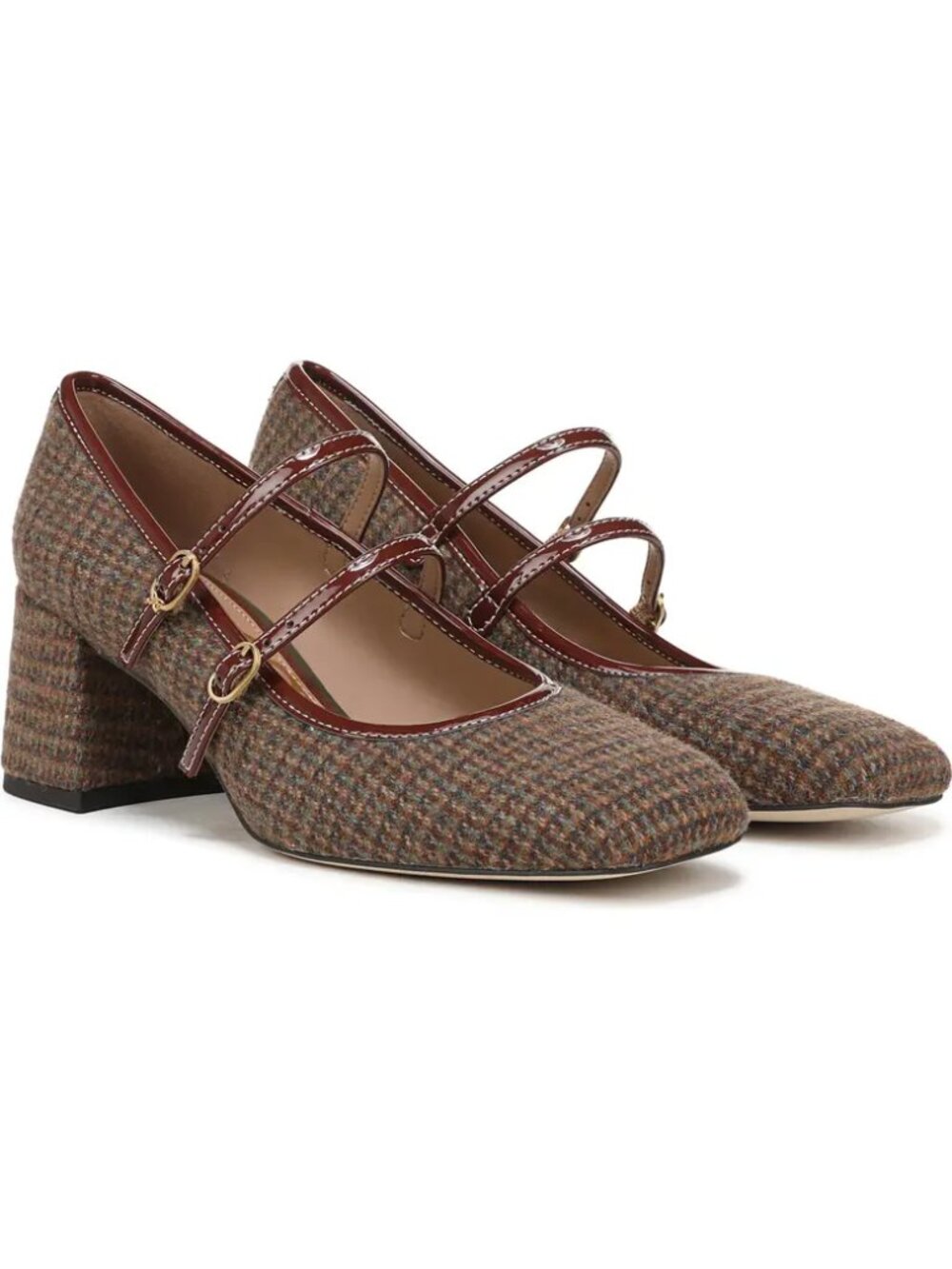 NWT Sam Edelman Sarah 2 Mary Jane Pumps Brown Plaid Size 8